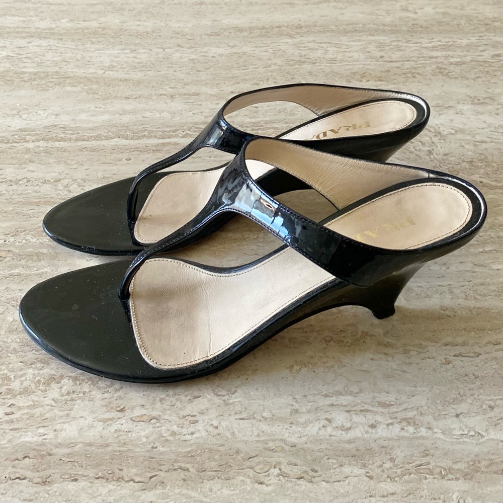 Vintage Prada Thong Sandal Wedge Heels - Picture 4 of 9